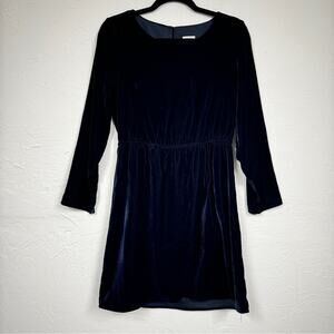 J Crew Blue Velvet Mini Dress Womens 4 Casual Fall Long Sleeve Classic Preppy